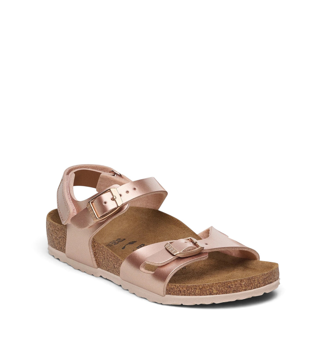 House of Florian kids Rio sandals in metallic copper Birko-Flor with adjustable straps and cork footbed
