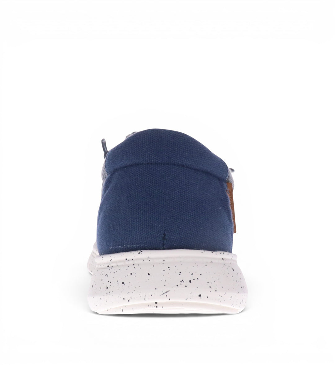 House of Florian Hipster M navy canvas casual shoe, back view showing white speckled sole.