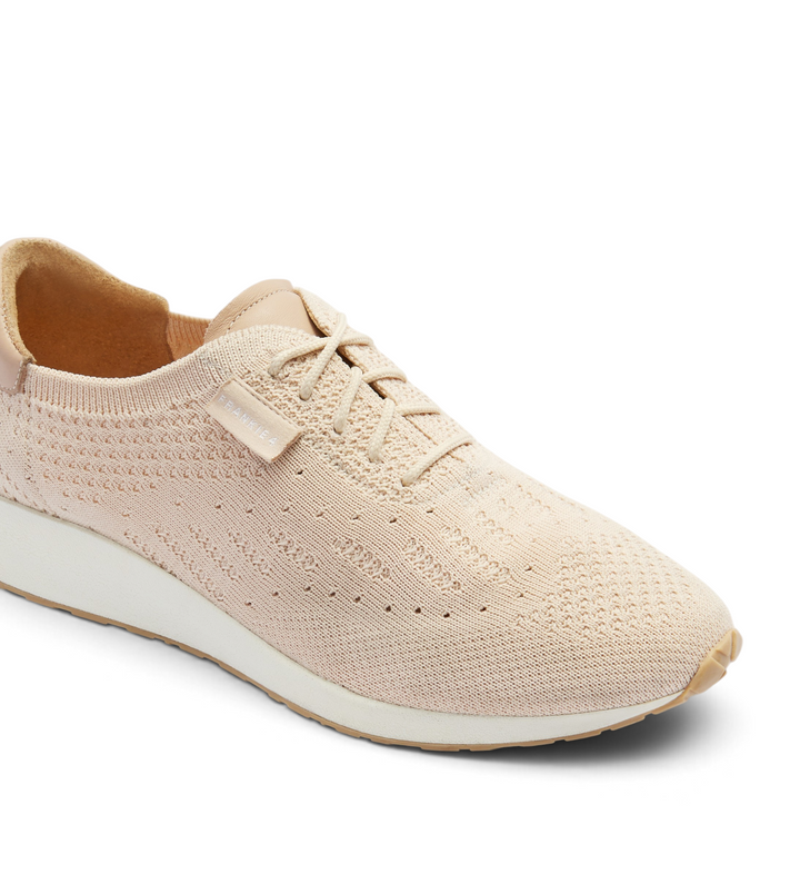 House of Florian Dimity II oat milk knit sneaker with breathable textured fabric and a comfortable white sole