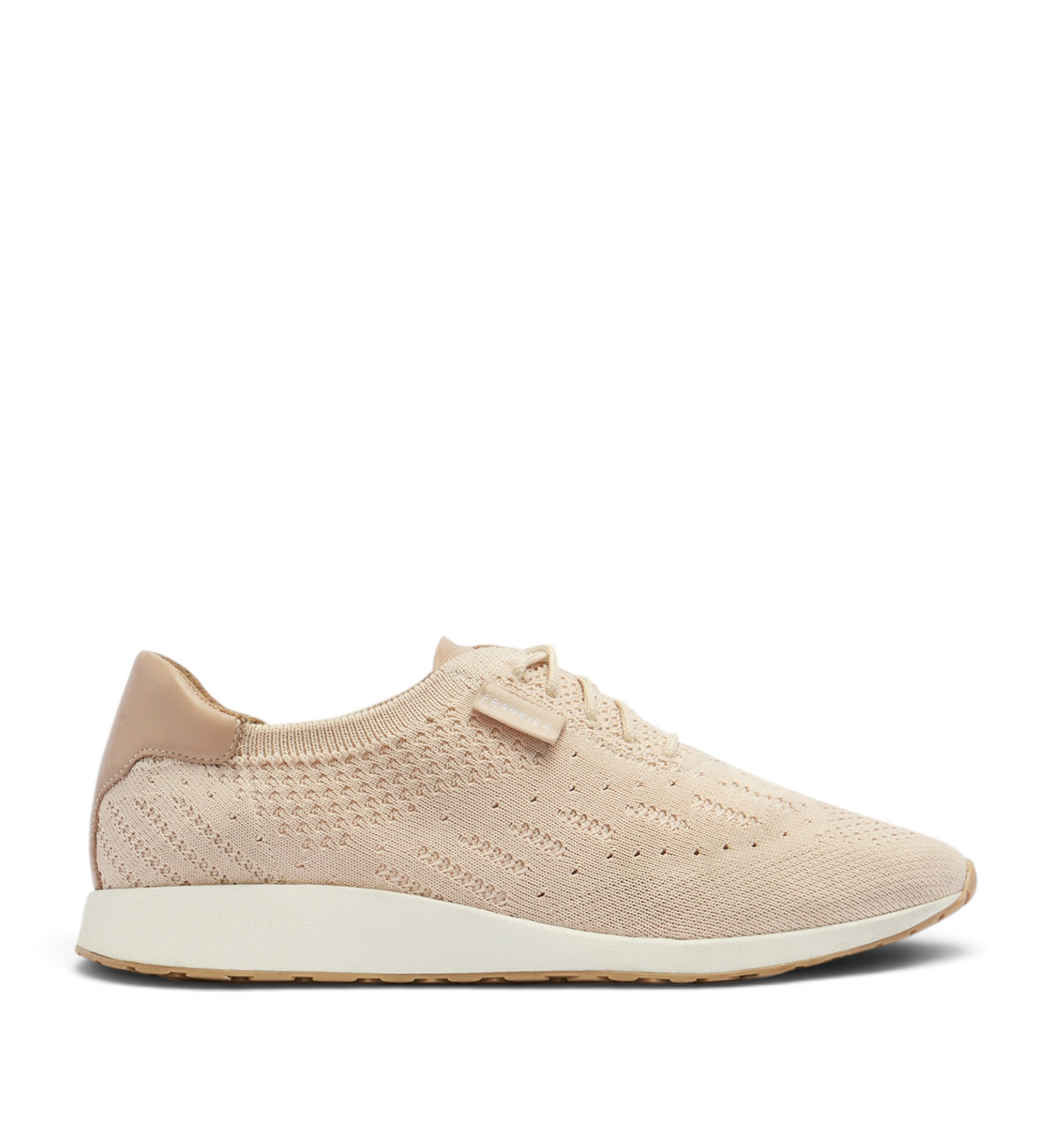 House of Florian Dimity II oat milk knit sneaker with a breathable textured upper and a comfortable white sole.