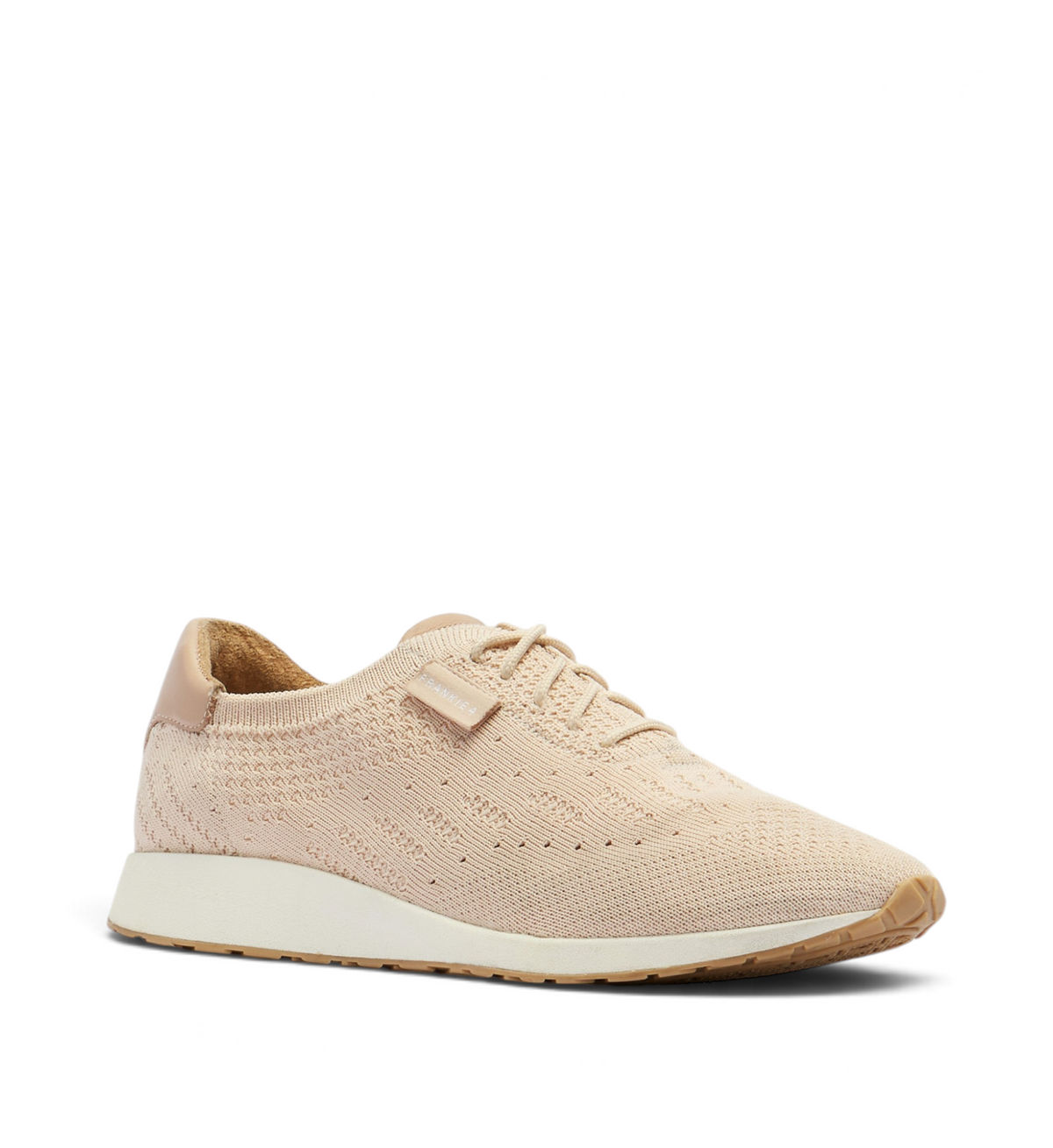 House of Florian Dimity II oat milk knit sneaker with a breathable mesh upper and a comfortable white rubber sole.