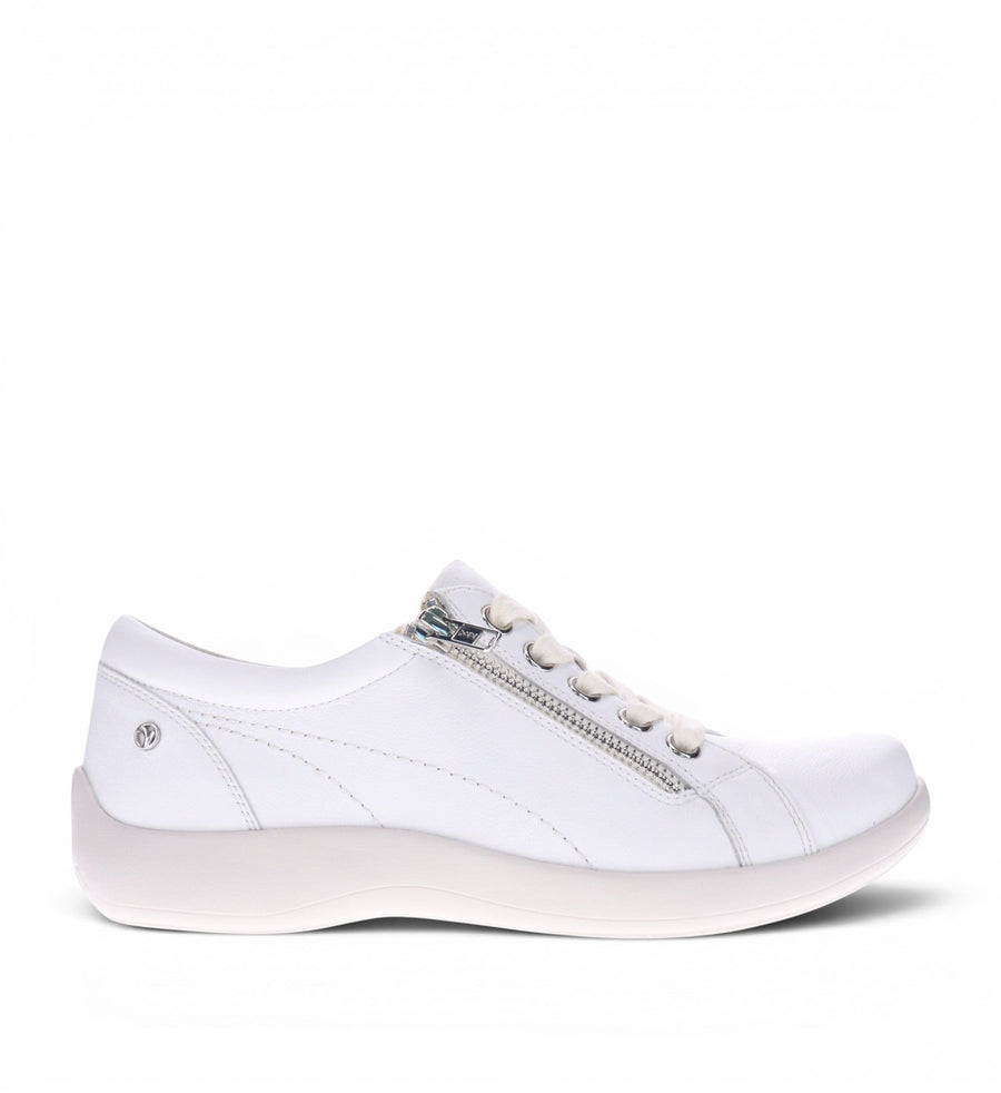 House of Florian Revere Tampa white leather sneakers with side zip and lace-up front for comfortable everyday wear.