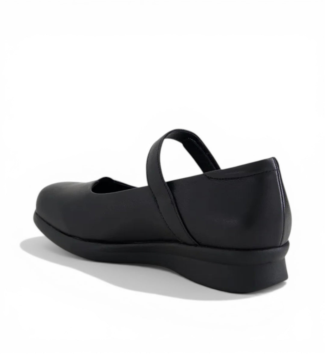 House of Florian Rhapsody W Black Mary Jane shoes with a single strap and a low platform sole.