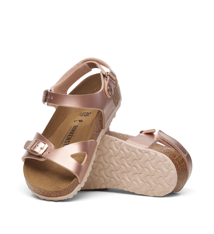 House of Florian kids Rio sandals in metallic copper Birko-Flor with adjustable straps and cork footbed