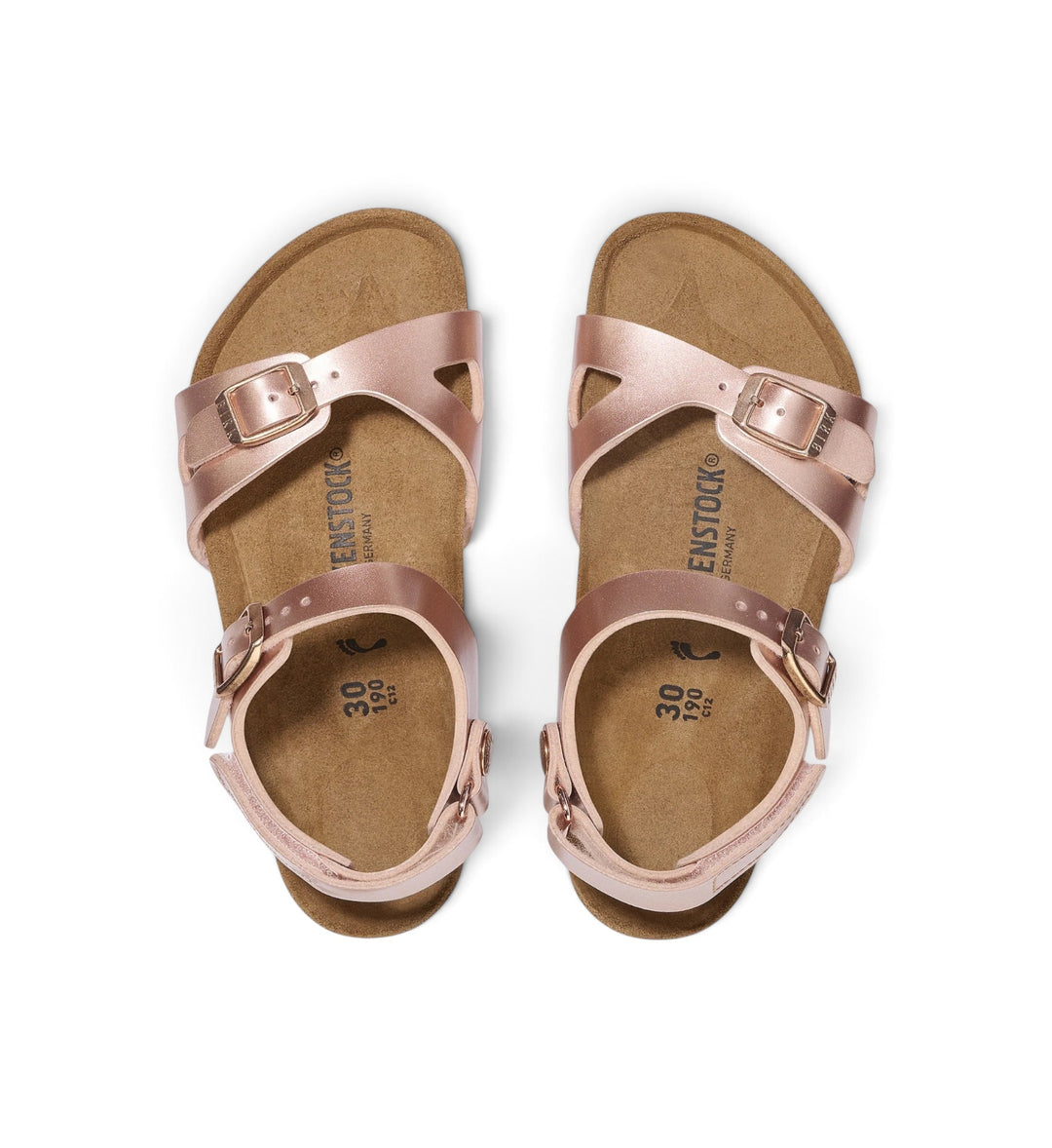 House of Florian kids Rio sandals in metallic copper Birko-Flor with adjustable straps and cork footbed