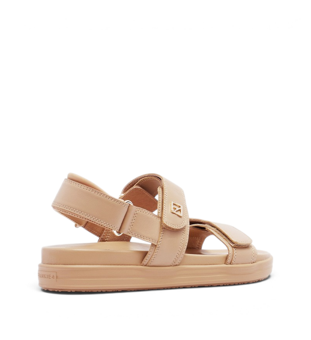 House of Florian Rome Camel sandals in a neutral beige tone with adjustable velcro straps and a thick platform sole.