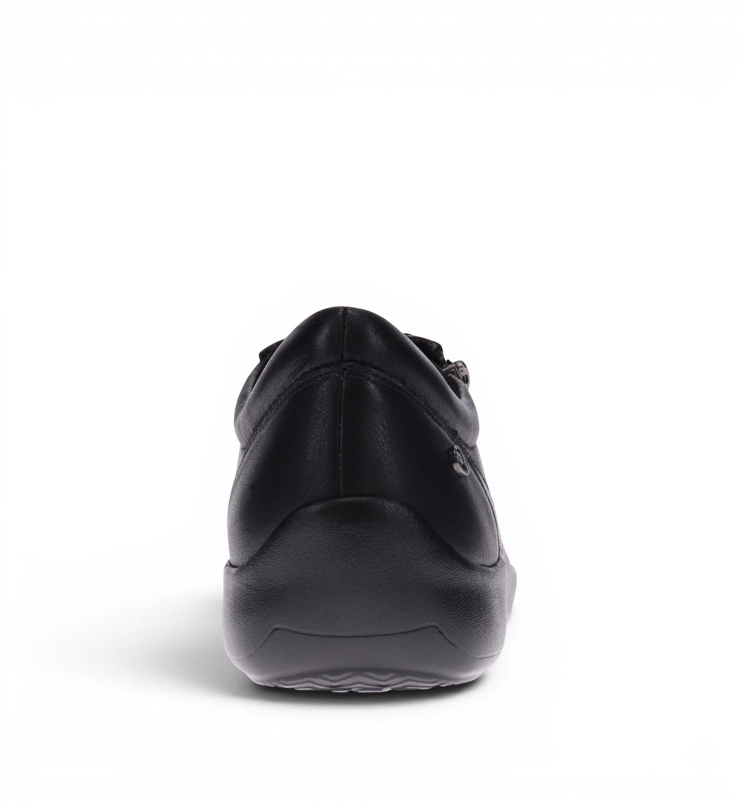 House of Florian Tampa W black leather casual shoe, back view.