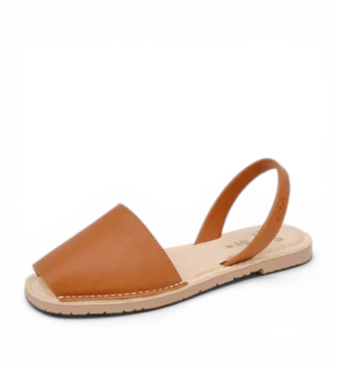 House of Florian Avila cushioned tan velvet avarcas sandals with slingback strap.