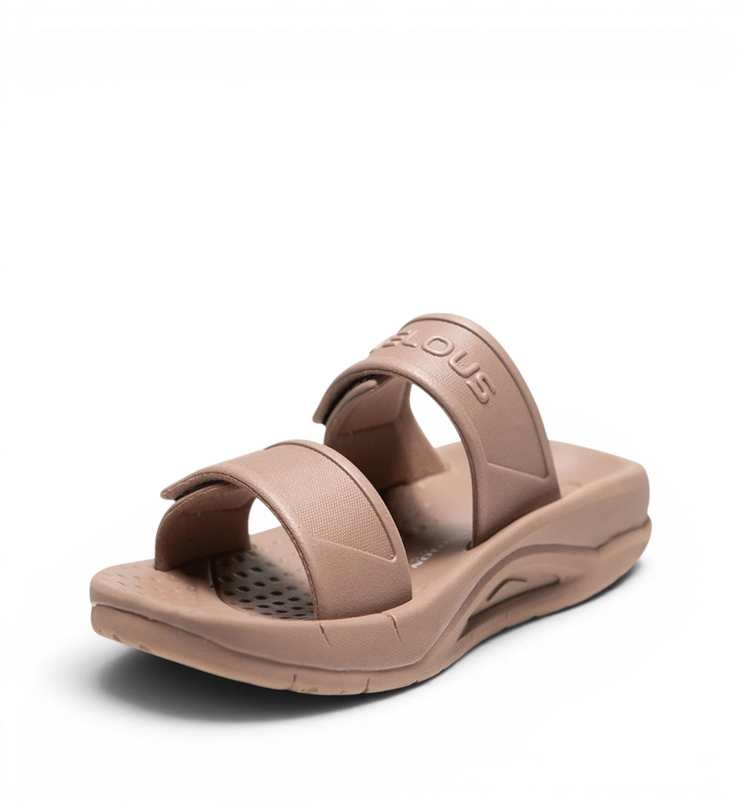 House of Florian Active Two-Strap Taupe sandals with adjustable velcro straps and textured footbed.