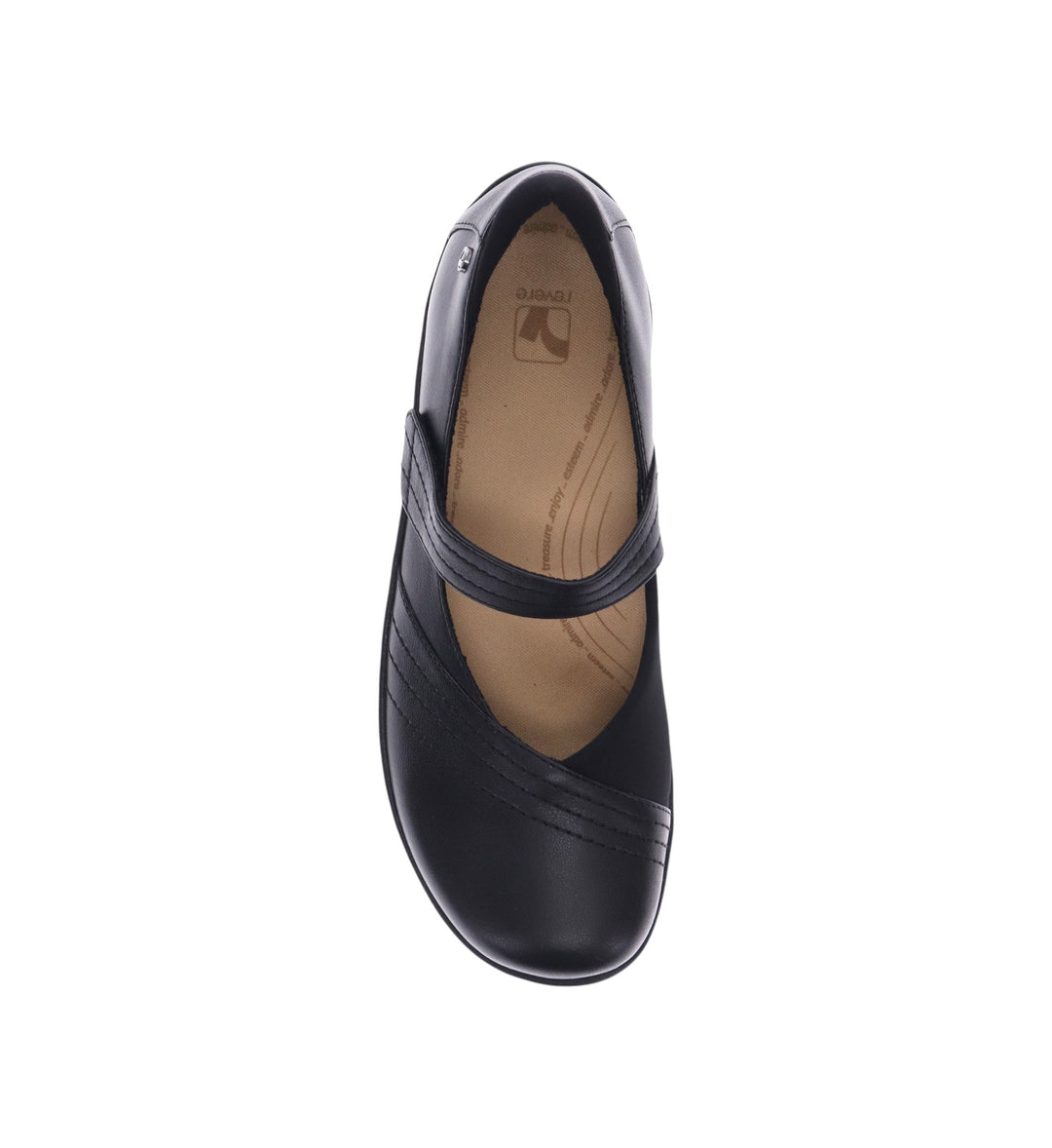 House of Florian REVERE Timaru W Black French mary jane shoe with neoprene panels and adjustable strap for comfort.