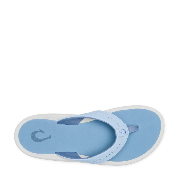 House of Florian Ulele Lanai Breeze/Ocean Fog light blue flip-flops with white sole and stitched detailing.
