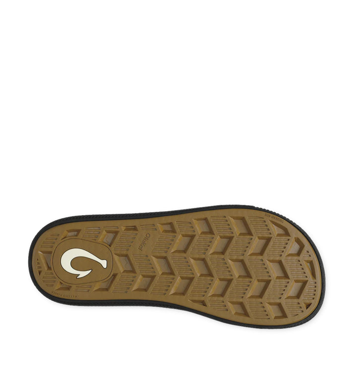 House of Florian Ulele Lanai Lava Rock sandal sole with non-slip rubber and geometric tread pattern.