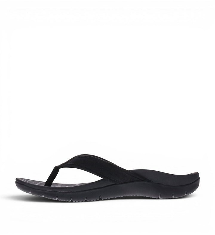 House of Florian Venture Black flip-flops with a contoured footbed and textured sole.