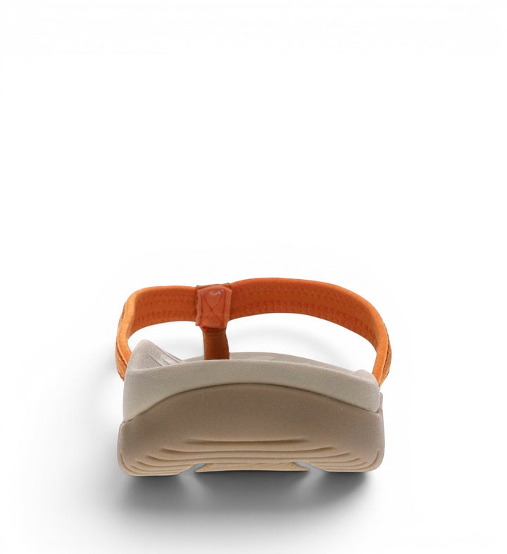 House of Florian Venture Ginger orange thong sandals with cushioned sole and textured footbed.