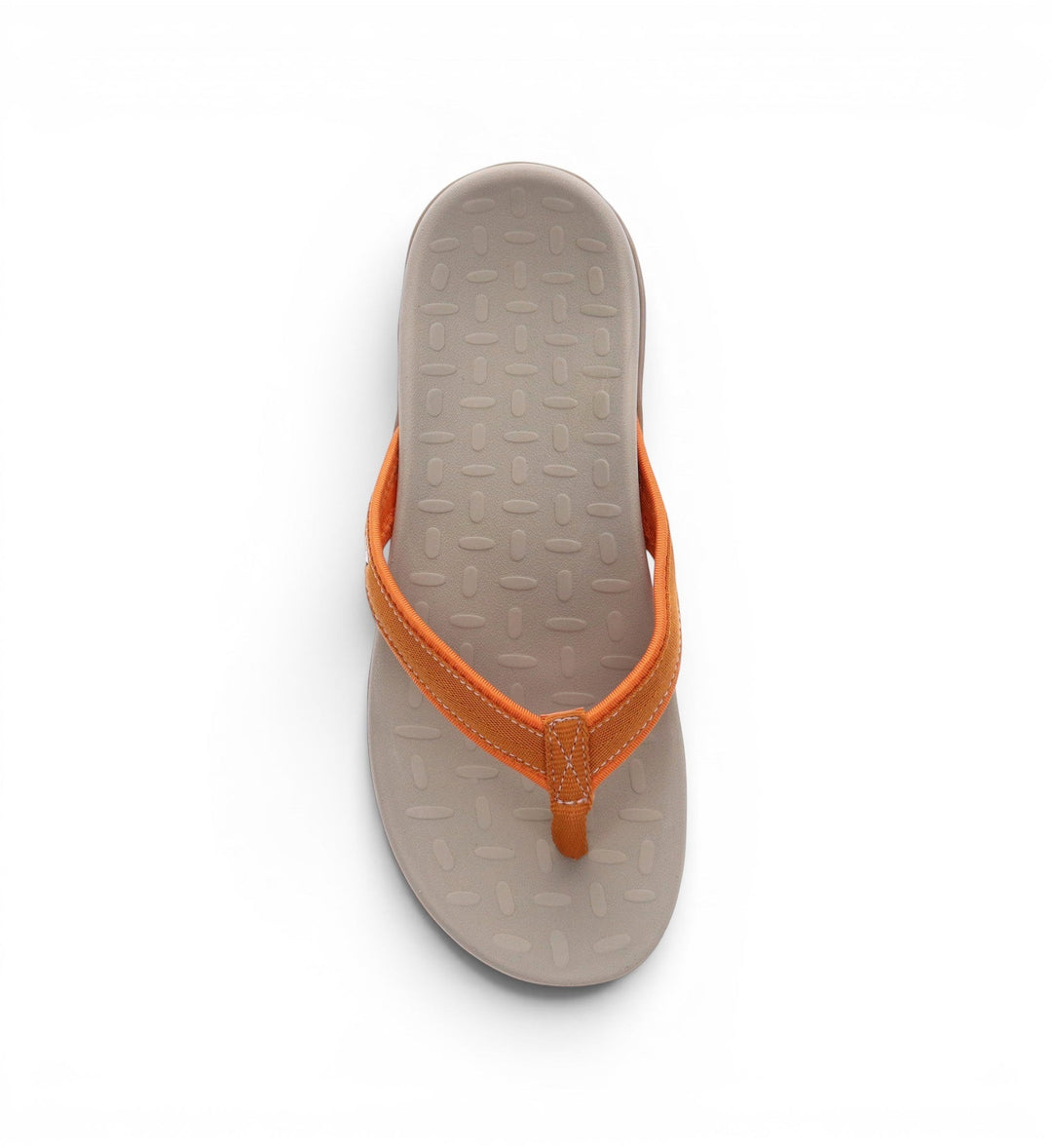 House of Florian Venture Ginger tan flip-flops with orange fabric straps and textured footbed.