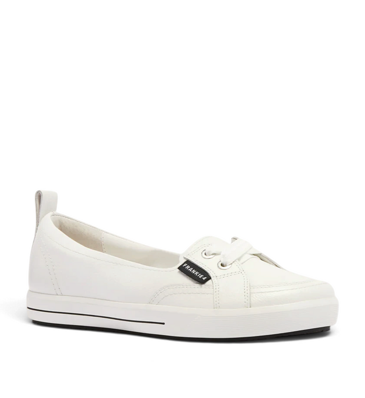 House of Florian FRANKIE4 Sophie IV white tumbled leather slip-on flat shoe with supportive cushioned sole