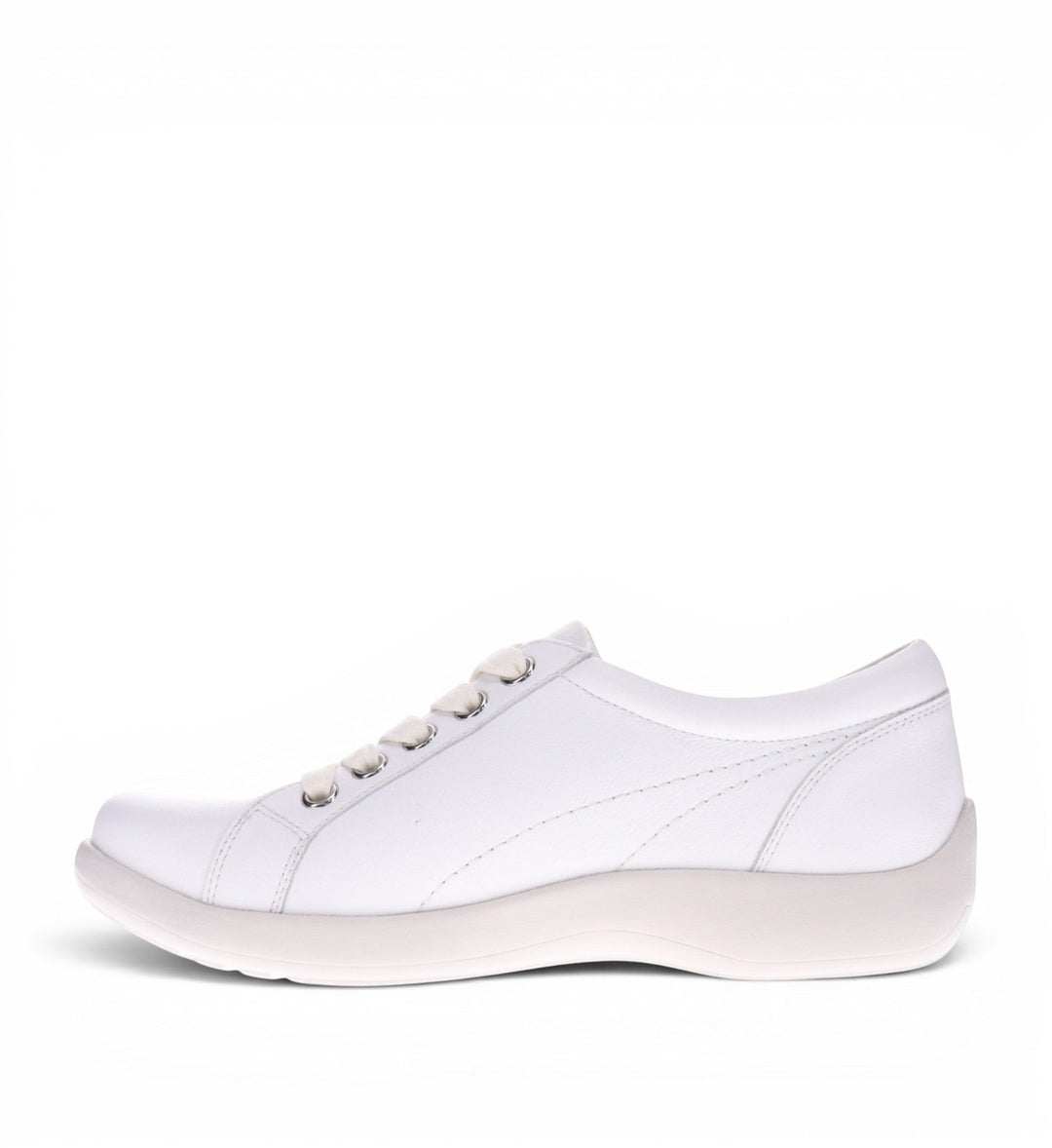House of Florian Tampa white leather lace-up sneaker with side zip and arch support.