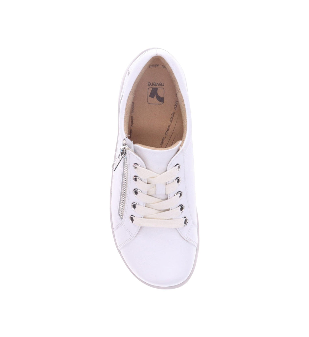 House of Florian Tampa white leather lace-up sneaker with side zip and arch support.