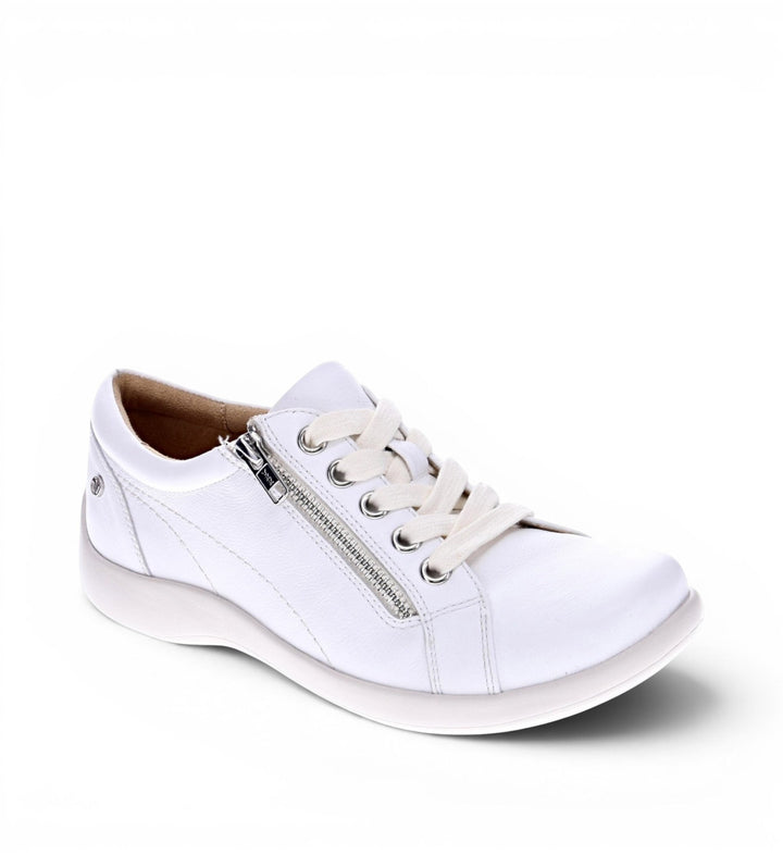 House of Florian Tampa white leather sneakers with side zip and lace-up front for comfortable everyday wear.