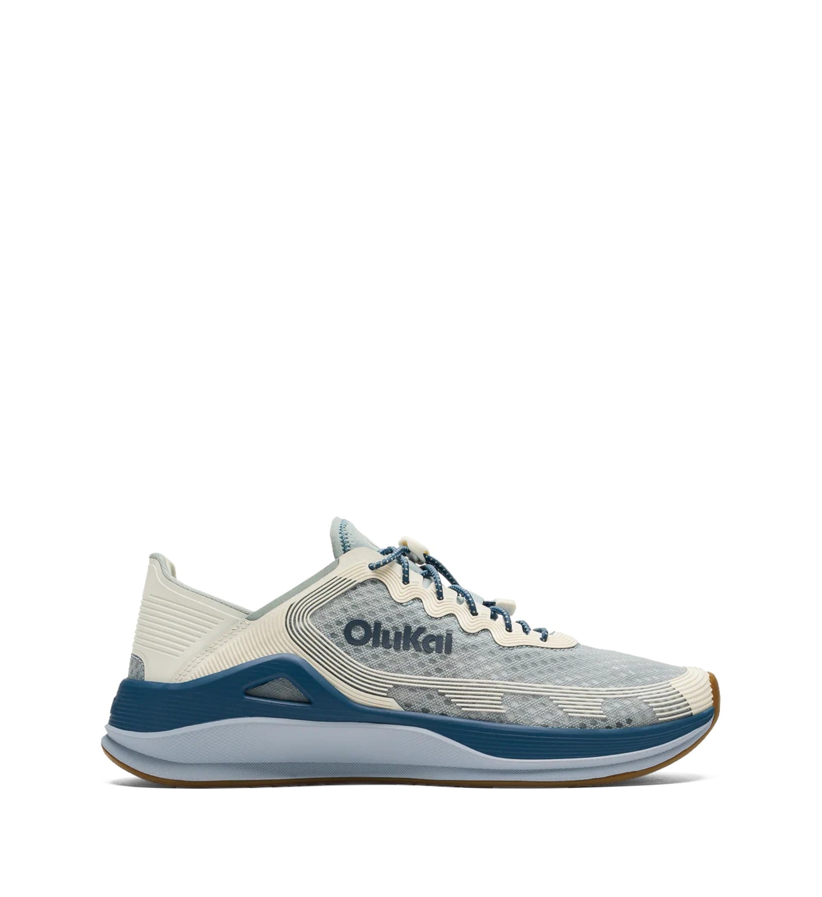House of Florian AHI men's athletic shoes in blue pearl and white sand with a breathable mesh upper and cushioned sole.
