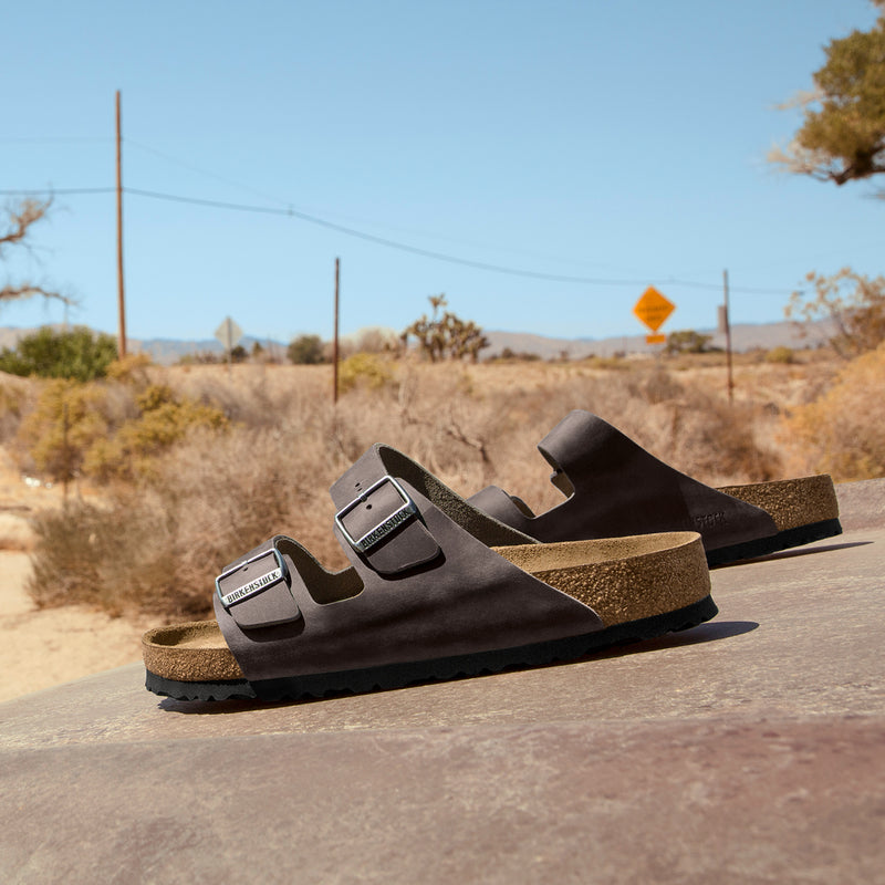 Arizona Oiled Leather Soft Footbed Sandal - Iron