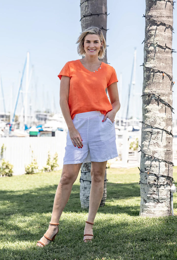 COSTA VITA Jenny Linen Short#color_white