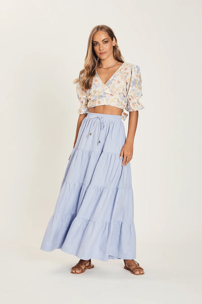HARNI Della Tiered Maxi Skirt#color_wisteria