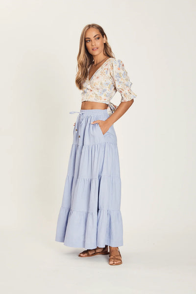 HARNI Della Tiered Maxi Skirt#color_wisteria