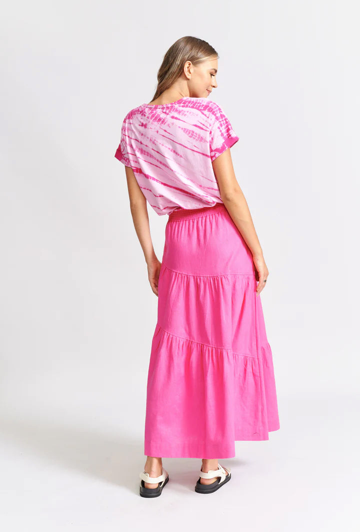 WE ARE THE OTHERS_The Asymmetric Linen Maxi Skirt - Hot Pink